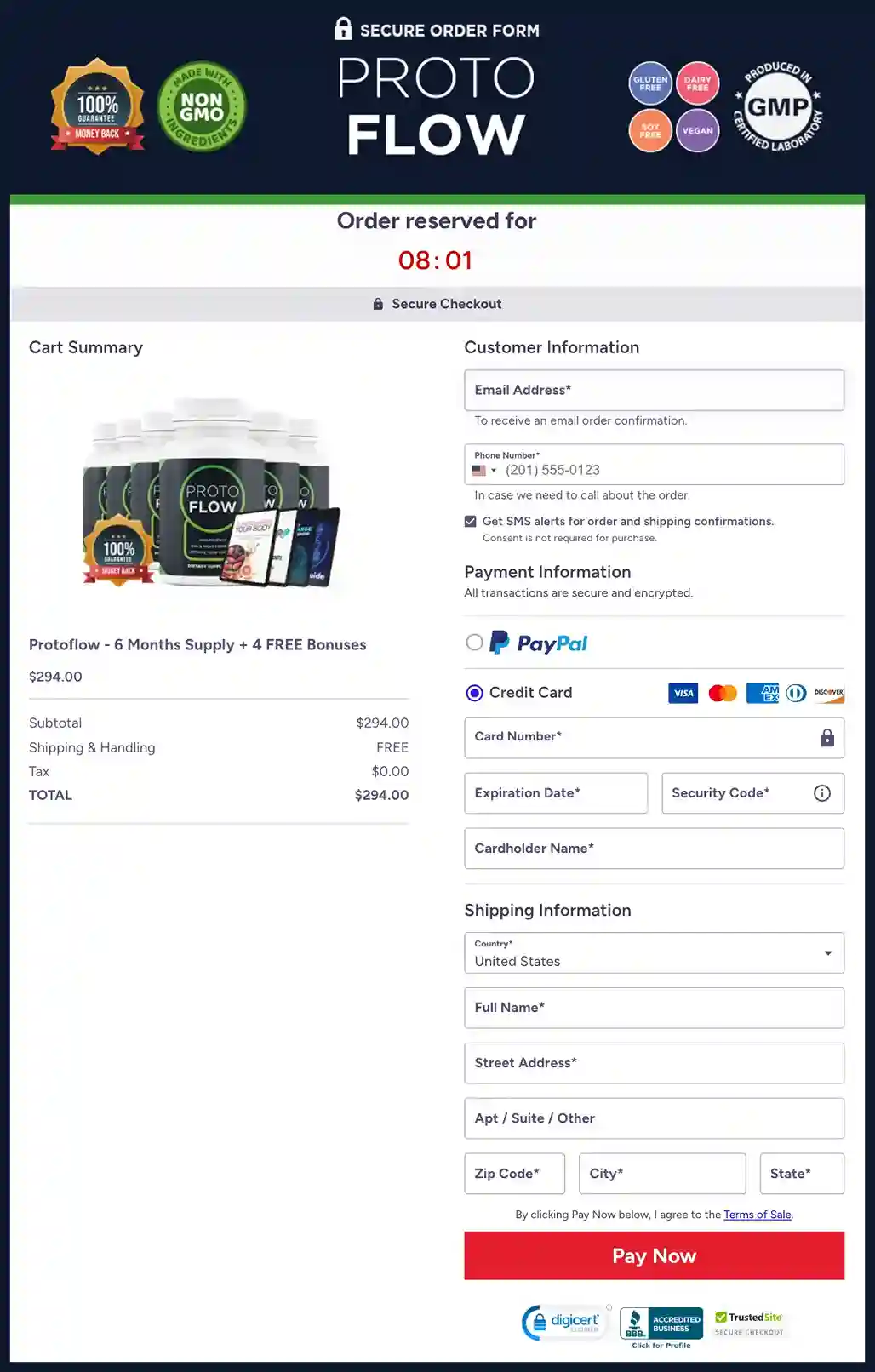 Protoflow Order Page